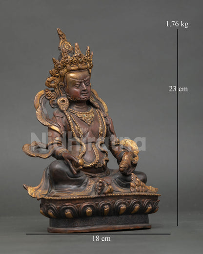 right profile of dzambhala wealth deity statue handcrafted by nepalese artisans