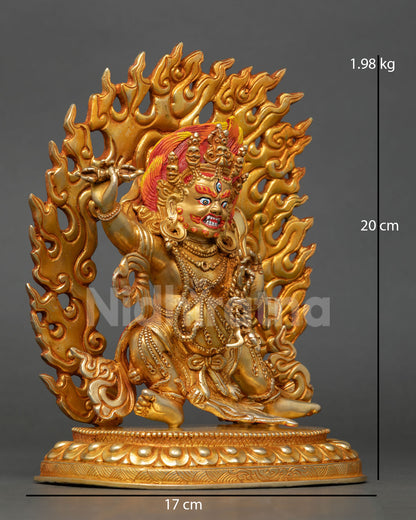right profile of vajrapani statue handcrafted in nepal with detailed sacred iconography