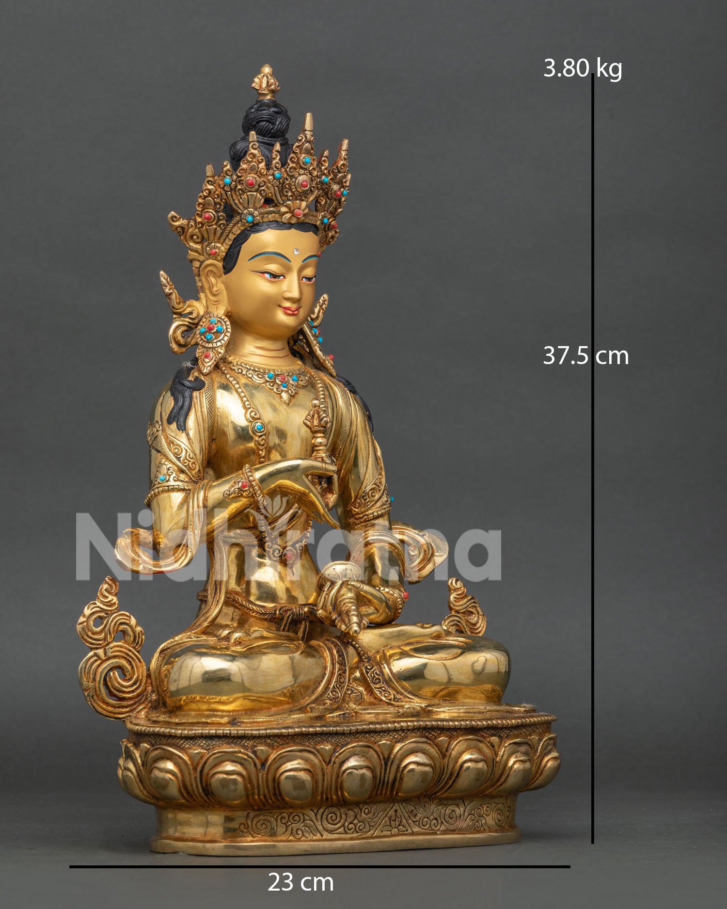 Right profile of Vajrasattva Statue handcrafted by Newari artisans in Nepal