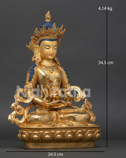 Right Side View Amitayus Buddha Statue Gold Fire Gilded Copper
