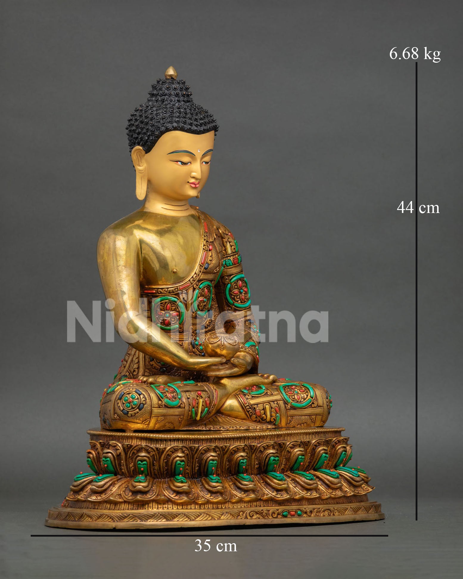 Right Side View of Amitabha Buddha Statue Handcrafted Nepalese Buddhist Art