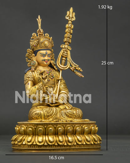 Right View of Handcrafted Tsokye Dorje Statue with Khatvanga Staff and Lotus Throne