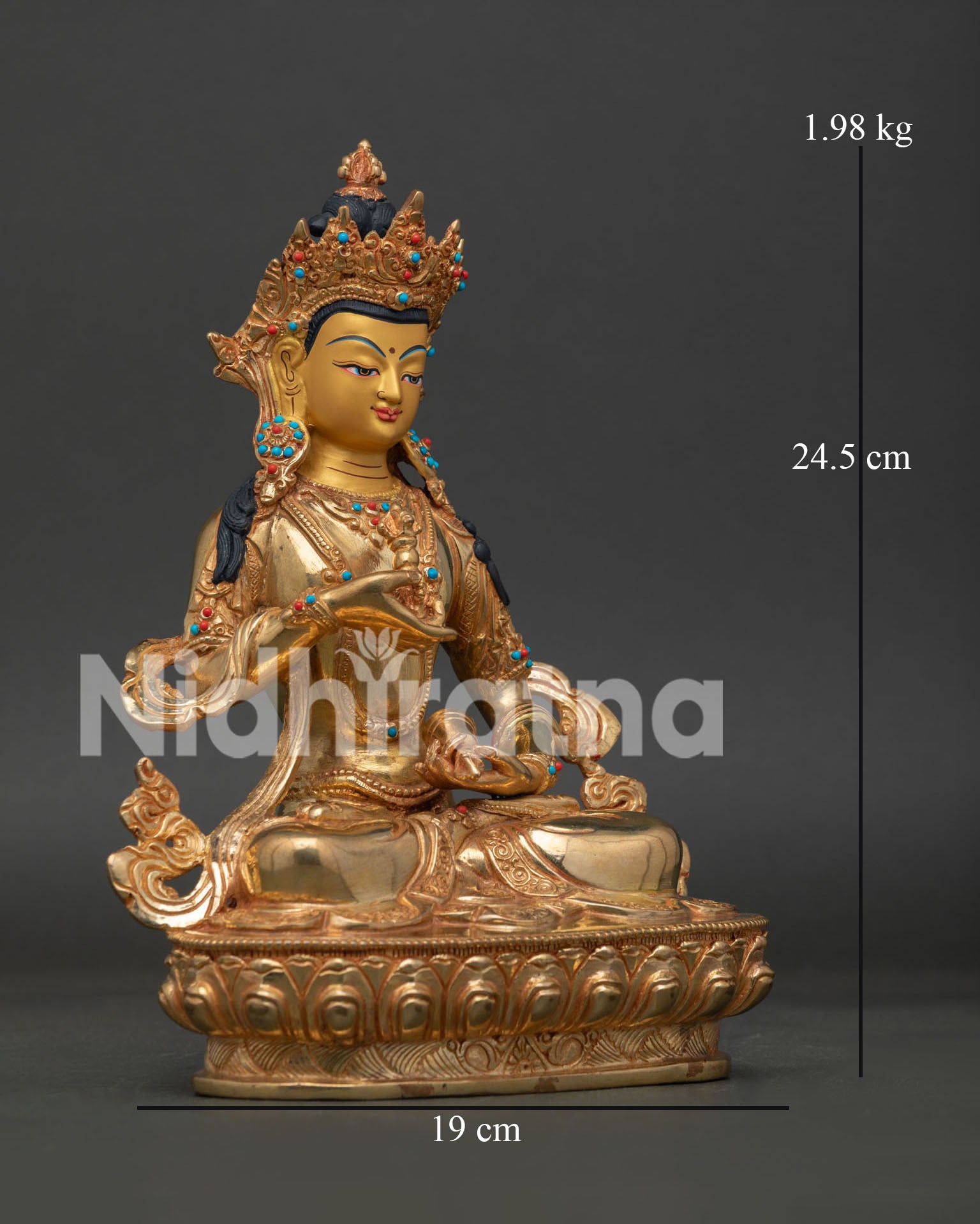 Right Side View of Handcrafted Vajrasattva Statue from Nepal