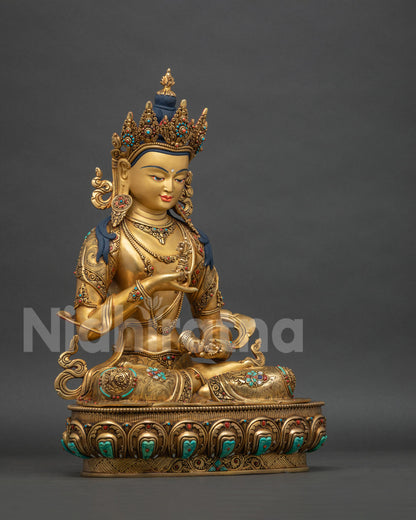 Right side view of handcrafted Vajrasattva statue from Nepal