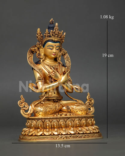 Right Side View of Handmade Vajradhara Statue Holding Vajra and Bell