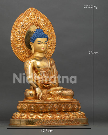 Right side view of Large Shakyamuni Buddha Statue seated in Bhumisparsa Mudra, Nepal