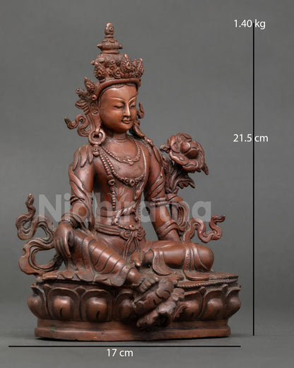 right side view of lokeshvara statue showing royal ease posture and traditional buddhist details