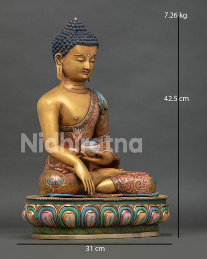 Right Side View of Lord Shakyamuni Buddha Meditation Statue Handcrafted in Nepal