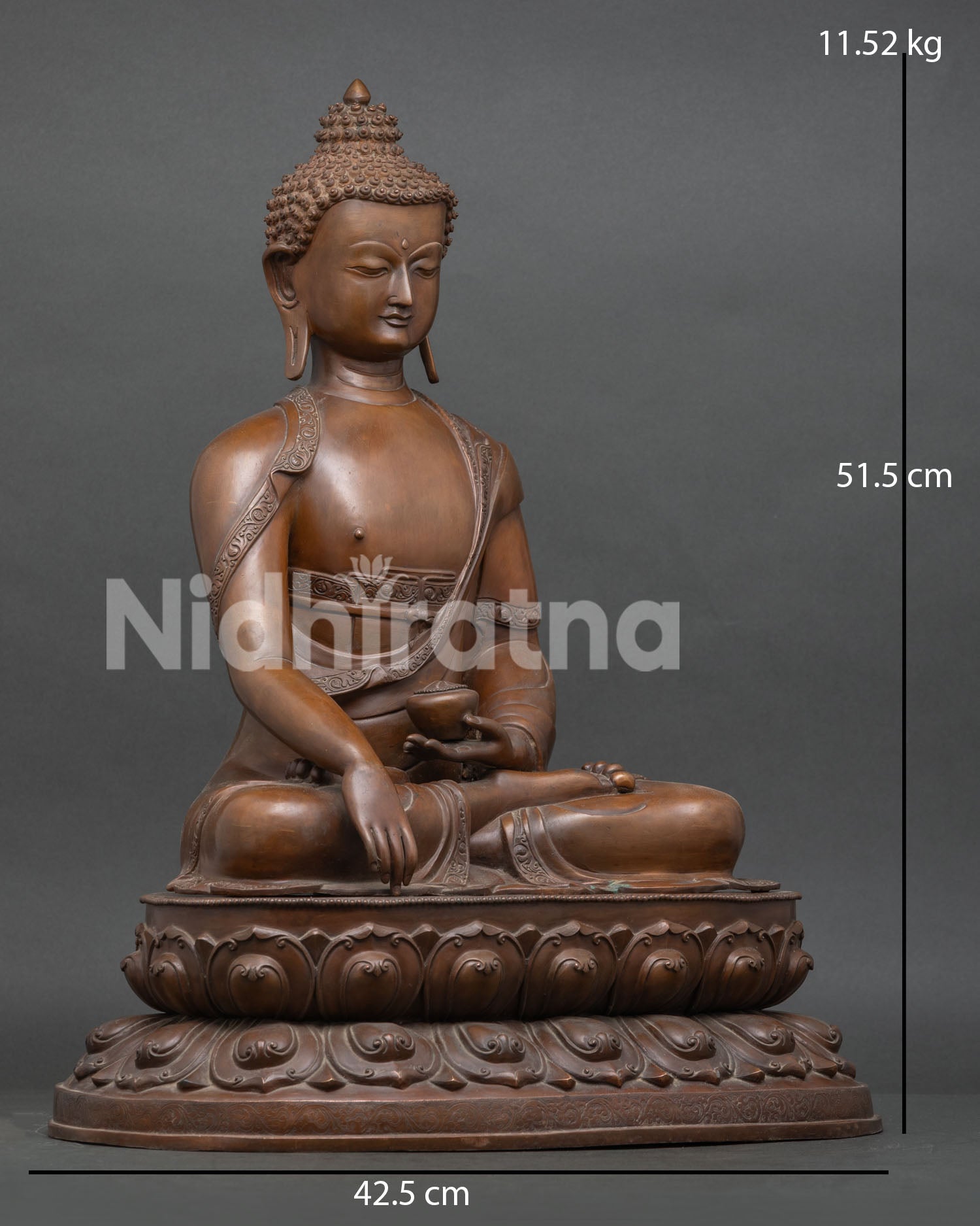 Right side view of Shakyamuni Buddha statue in Bhumisparsha mudra, Nepal