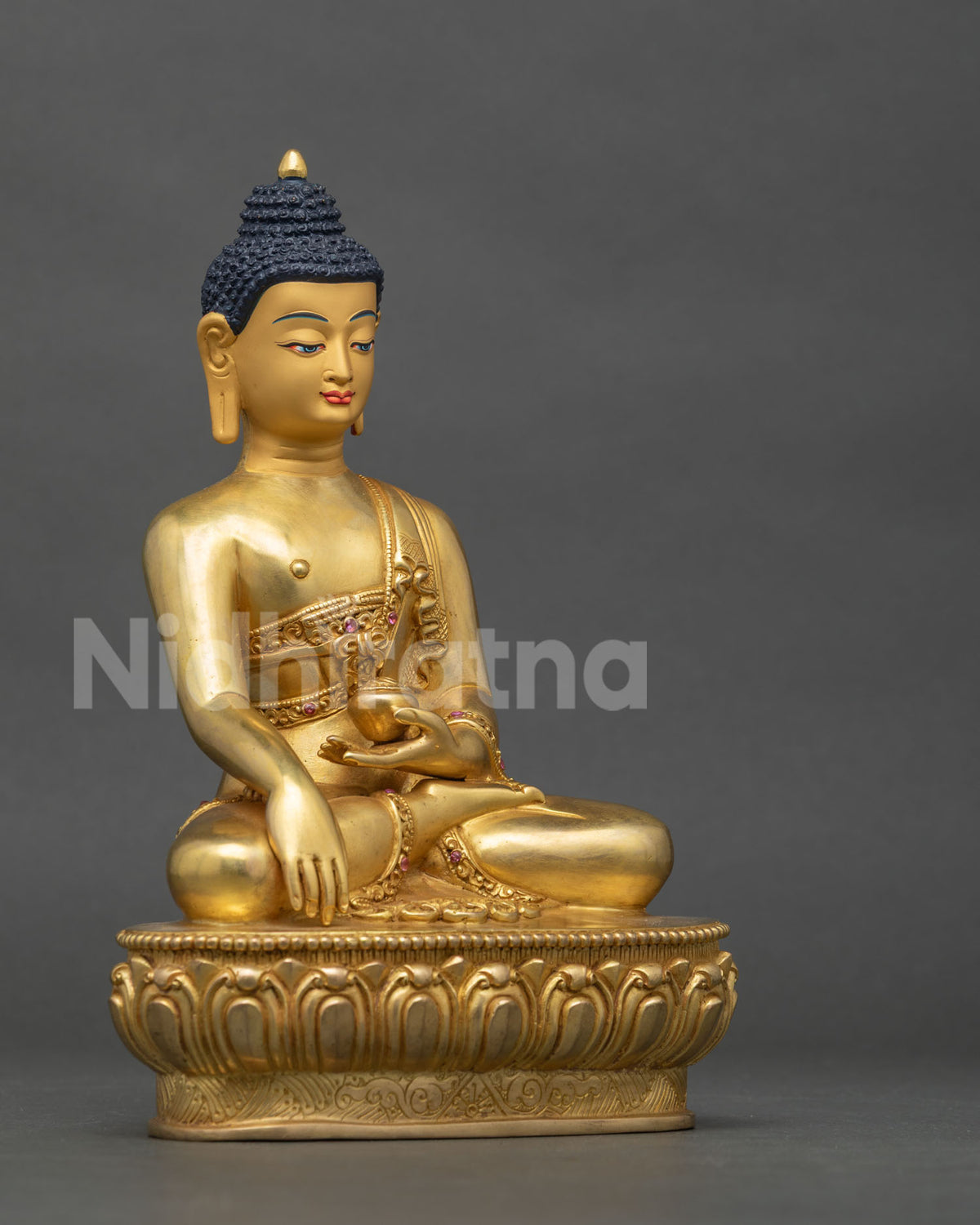 Right side view of Shakyamuni Buddha statue in earth-touching mudra