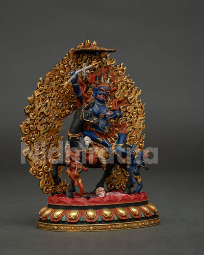 Right Side View of Small Palden Lhamo Buddhist Statue from Nepal