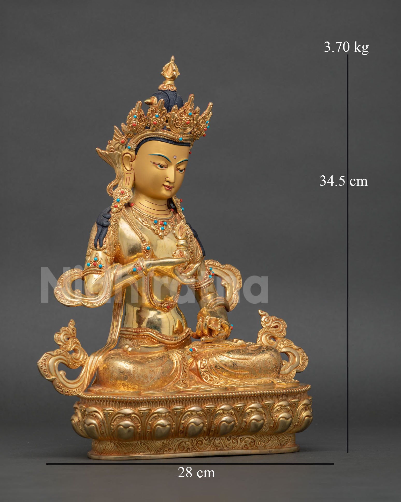 Right Side View of Vajrasattva Statue with Vajra and Bell Nepal Arta
