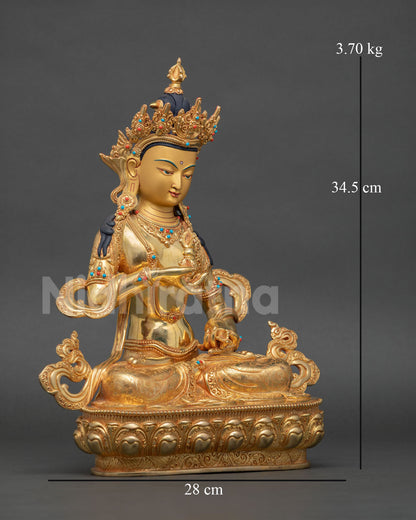 Right Side View of Vajrasattva Statue with Vajra and Bell Nepal Arta
