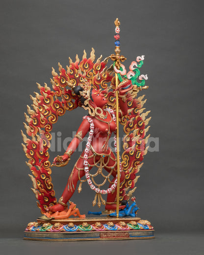 Right side view of Vajrayogini statue, handcrafted copper dakini sculpture