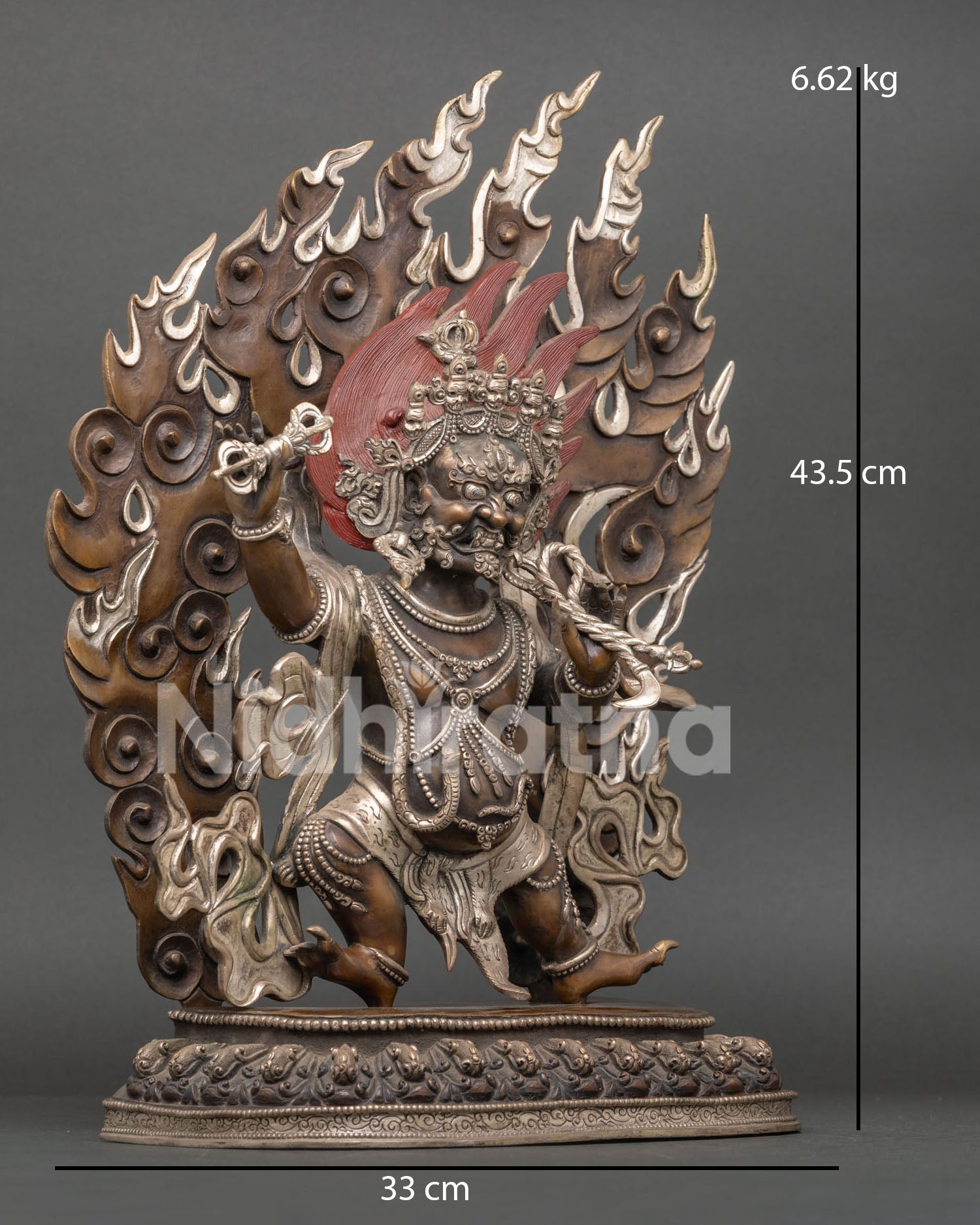 Right Side View Vajrapani Statue Buddhist Protector Copper Sculpture