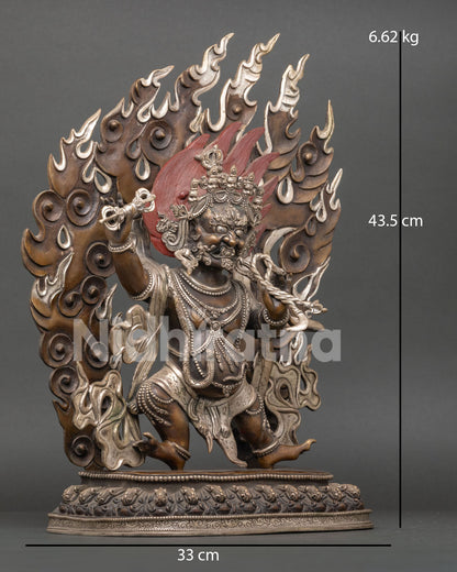 Right Side View Vajrapani Statue Buddhist Protector Copper Sculpture