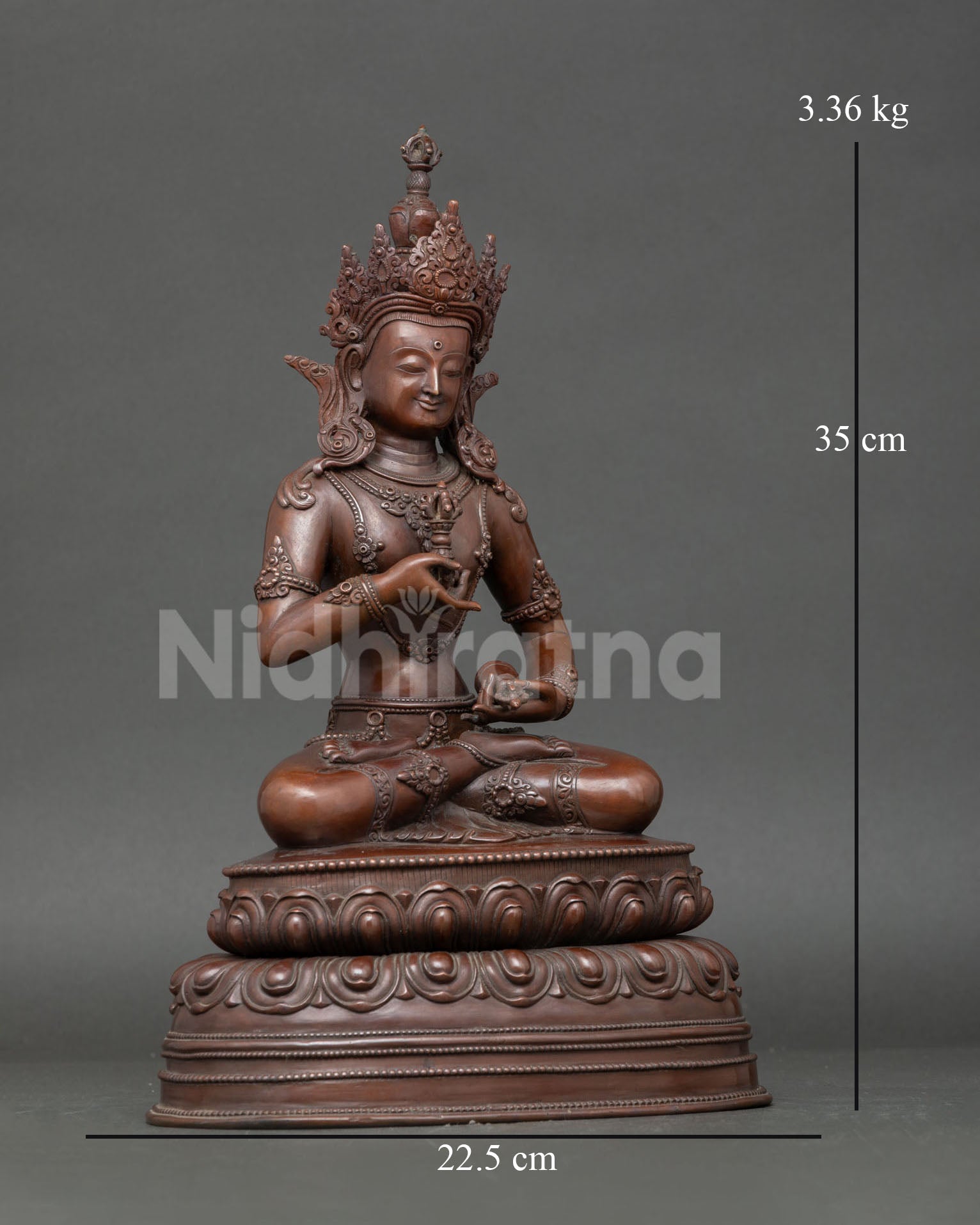 right side view Vajrasattva statue Himalayan Buddhist purification deity copper