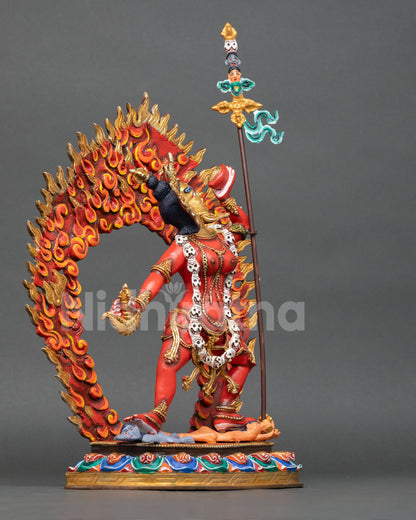 right side view Vajrayogini statue Nepal handcrafted copper sculpture ritual Buddhist deity