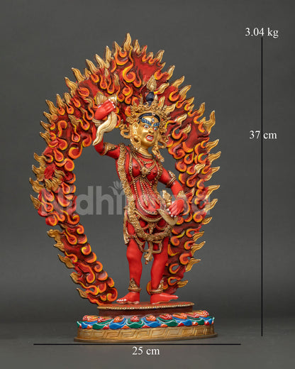 Right View Side Dechen Gyalmo Statue Full Body Copper Gold Gilded Nepal Buddhist Art Altar Piece