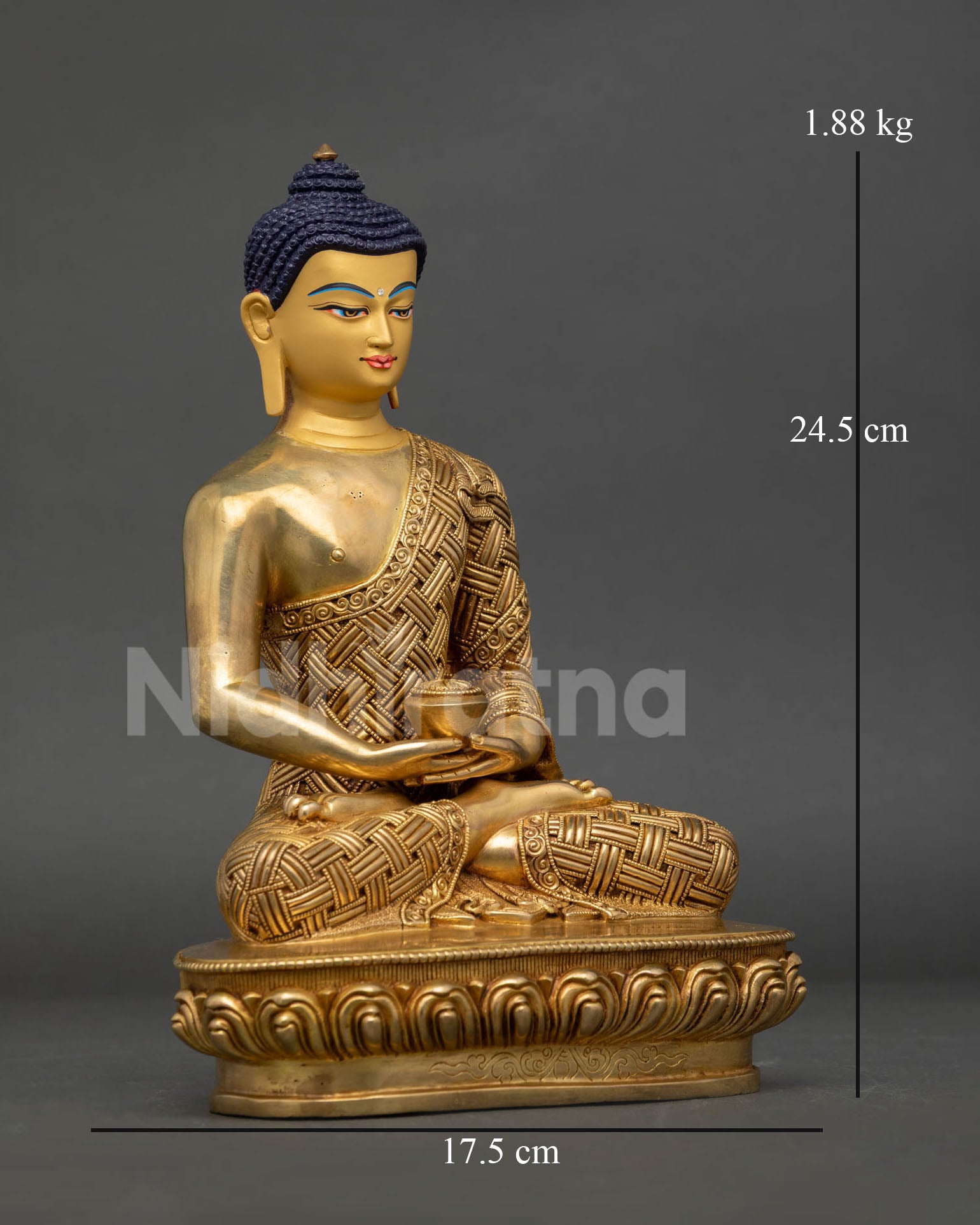 Right View Amitabha Buddha Statue Seated Meditation Lotus Throne Nepal