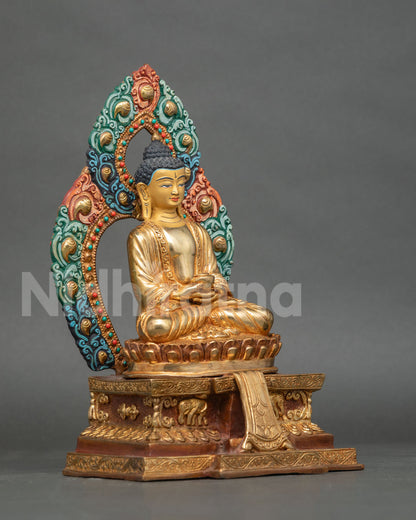 Right View of Amitabha Buddha Statue Seated in Meditation with Alms Bowl