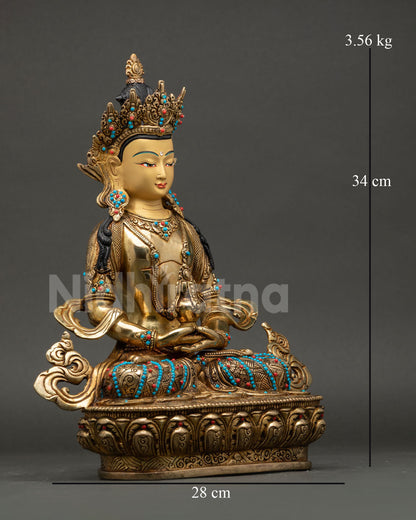 right view of handcrafted amitayus statue himalayan art