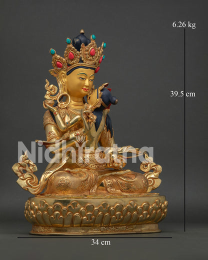 Right Side View of Vajrasattva with Consort Vajragarvi Copper Buddhist Sculpture