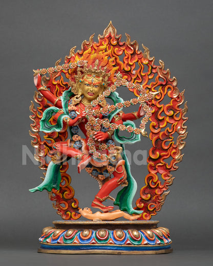rigjyedma kurukulla statue front view copper gold gilded nepal buddhist goddess sculpture