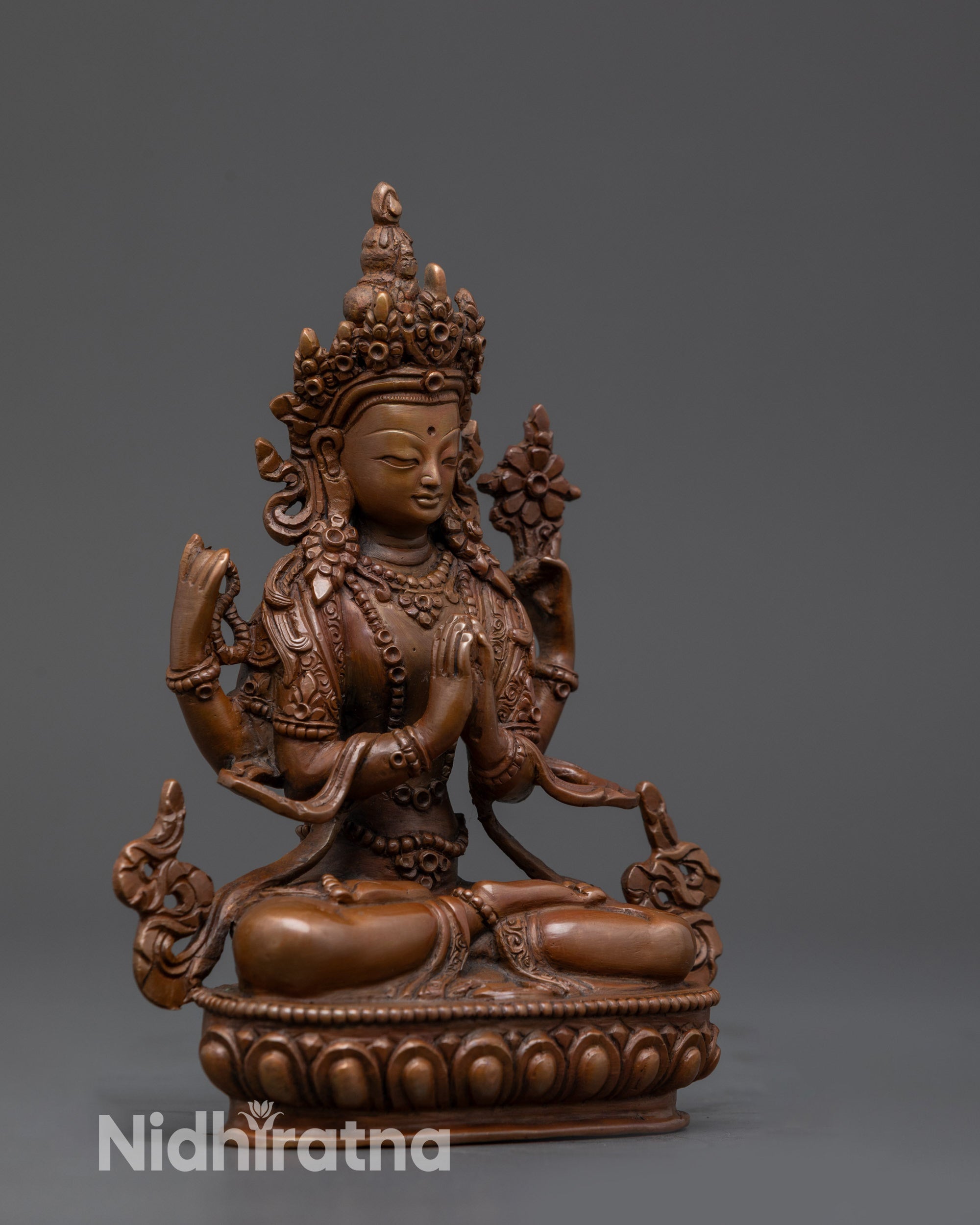 Traditional Oxidized Bodhisattva Statue Set | Tibetan Buddhist Deities