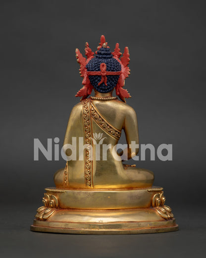 Sacred Amitabha Buddha Meditation Statue Handmade in Nepal, Using Lost-Wax Casting