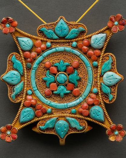 Sacred Himalayan Ghau Box for Buddhist relics, mantras, and protective amulets