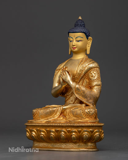 Sacred vairocana buddha statue for buddhist altar meditation and prayer.