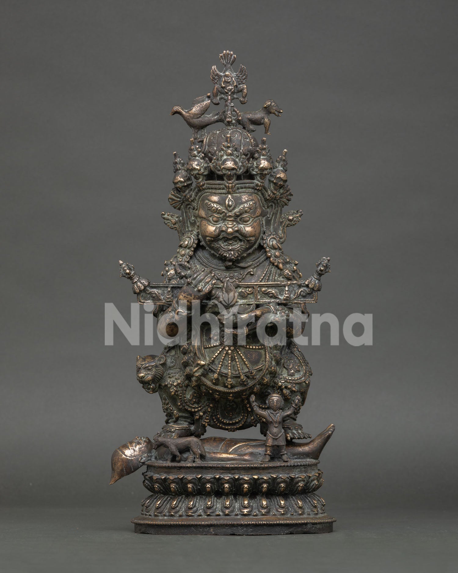 Sakya Mahakala Statue Nepal, handmade Tibetan Buddhist copper sculpture