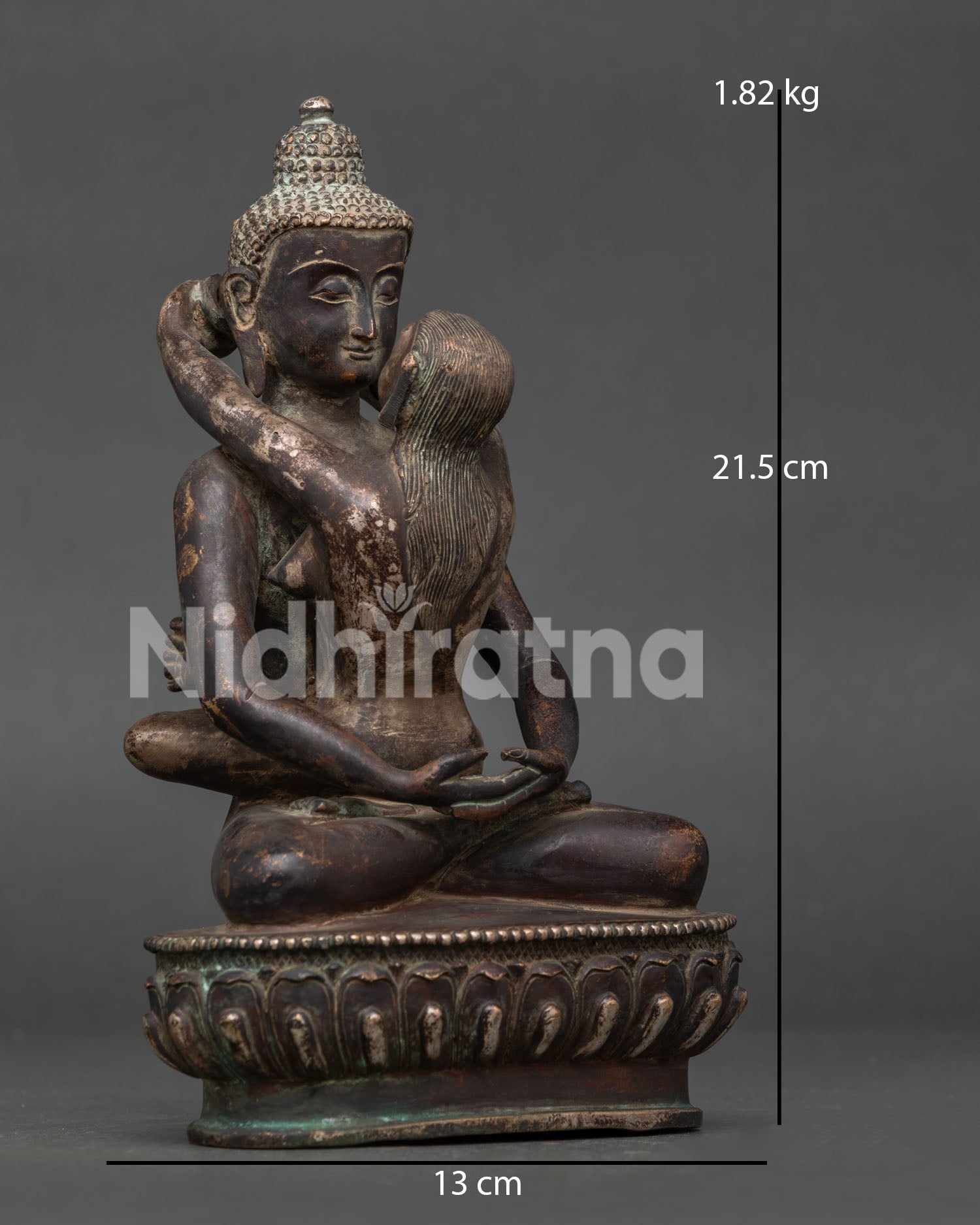 Samantabhadra and Samantabhadri yab-yum statue close up with detailed Newari craftsmanship.
