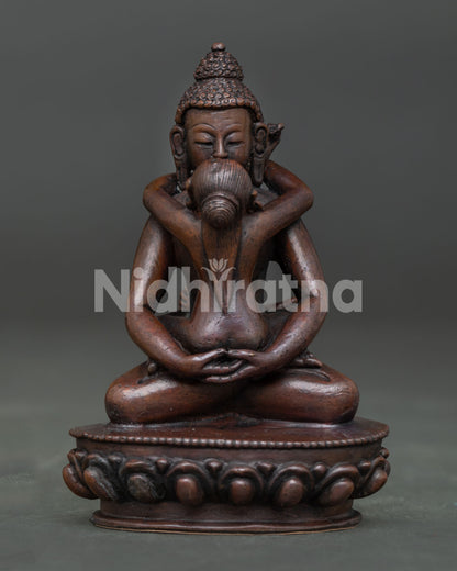 Samantabhadra statue in Yab Yum union with consort on lotus pedestal
