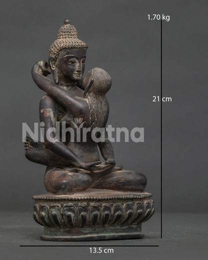 Samantabhadra with consort detailed face view yab yum Buddhist sculpture.