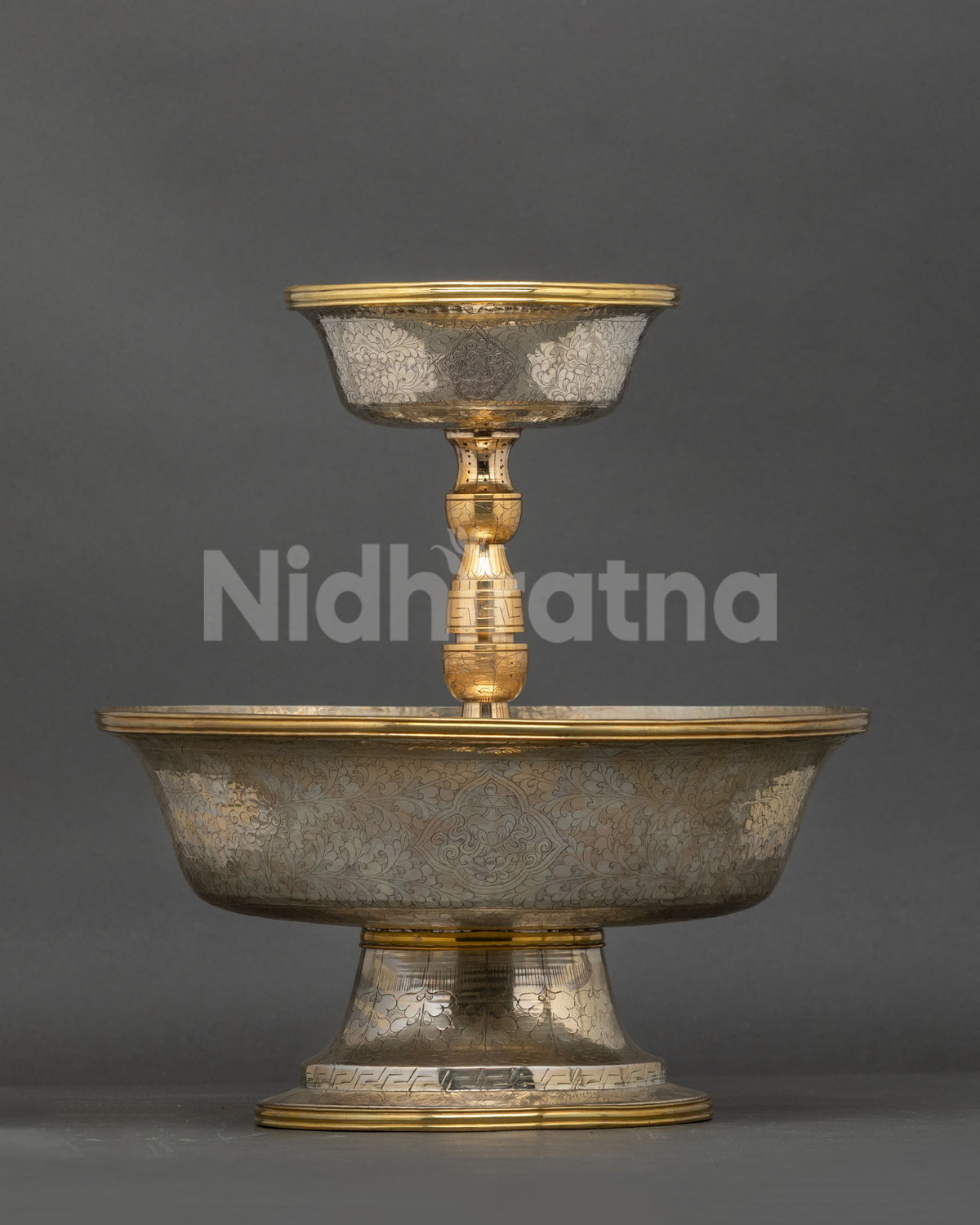 Serkyem Offering Set, Handcrafted by Newari Artisan from Patan Nepal with Gold and Silver Plating