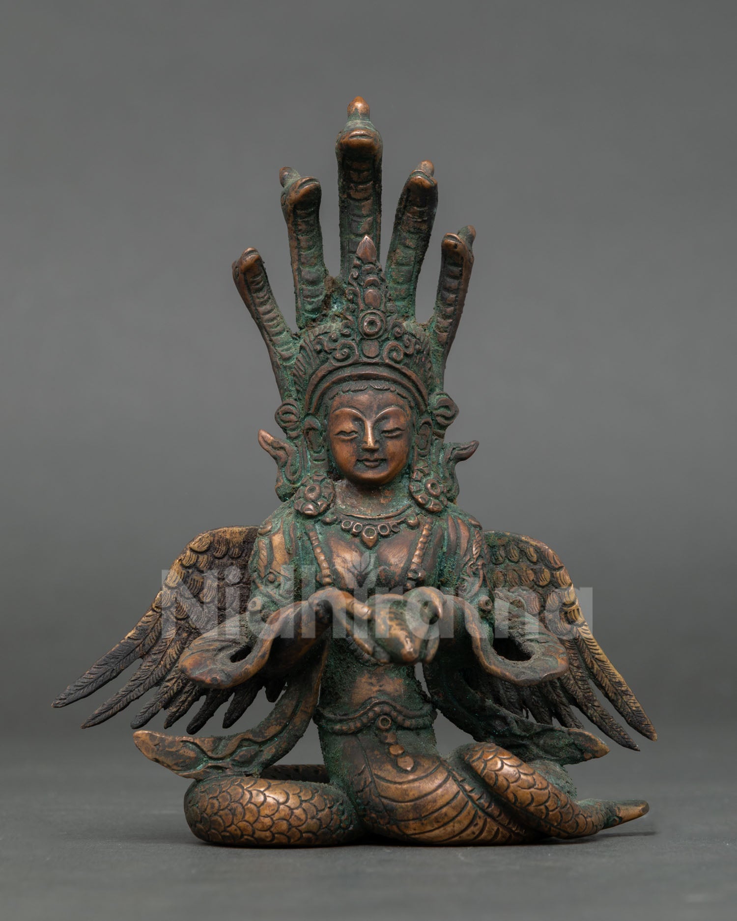 Serpent Maiden Goddess Nagakanya Statue oxidized copper Buddhist artwork