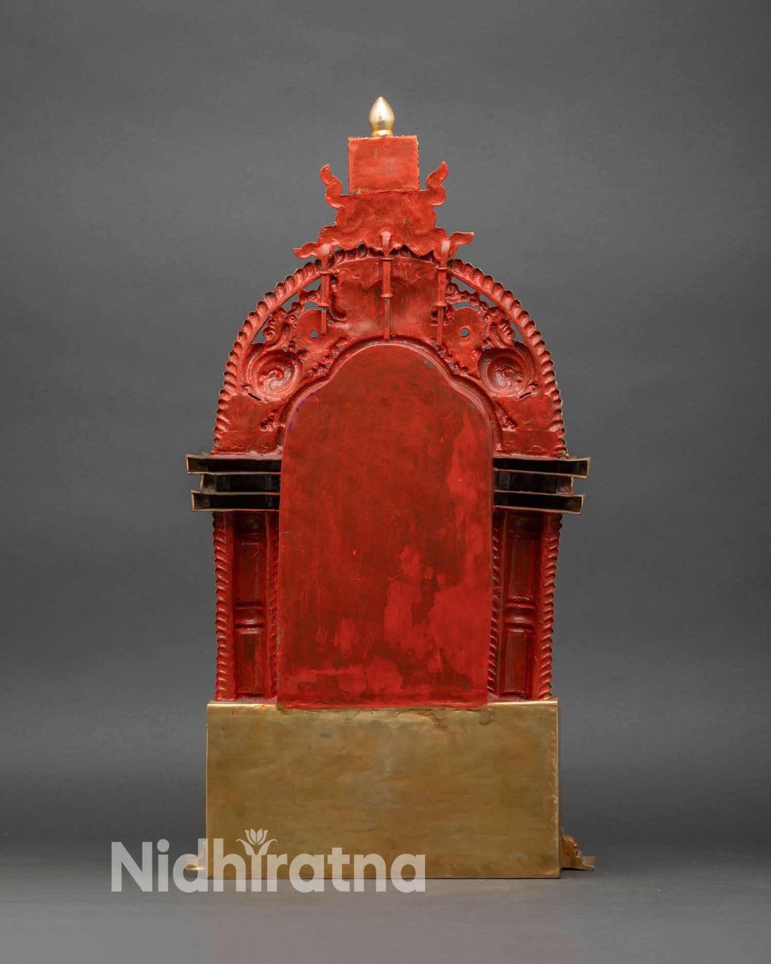 Shakyamuni Buddha back view with halo, kirtimukha, and intricate gold details