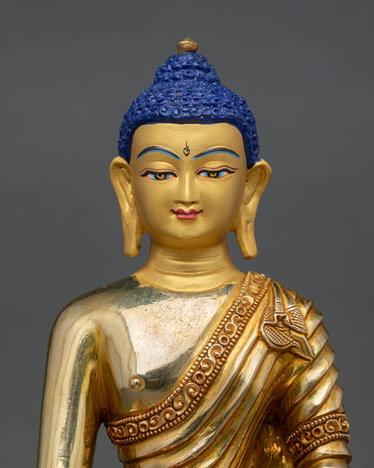 shakyamuni buddha close up detail copper gold fire gilded himalayan newari craft