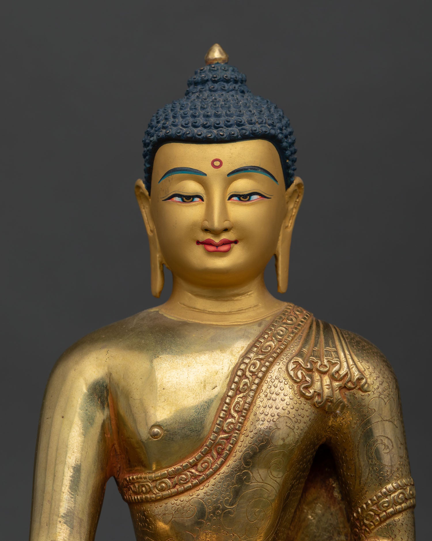 Shakyamuni Buddha Face Gold Painted Detail Handcrafted Newari Art.