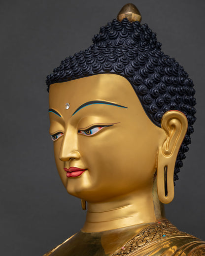 Shakyamuni Buddha Face Side Profile Close Up Nepalese Newari Craftsmanship