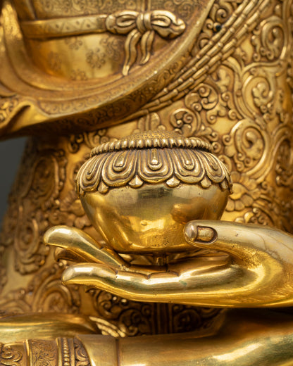 Shakyamuni Buddha Hands & Alms Bowl – Detailed Mudra Carving & Spiritual Symbolism