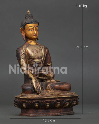 Shakyamuni Buddha in Bhumisparsha Mudra on Handcarved Lotus Pedestal.
