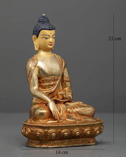 Shakyamuni Buddha in earth touching mudra with sacred alms bowl