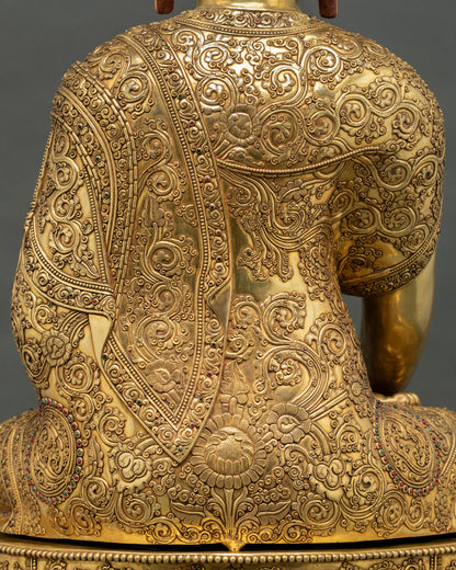 Shakyamuni Buddha Lotus Throne Base – Intricate Gold-Gilded Details & Traditional Newari Design