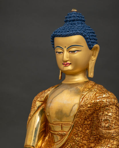 Shakyamuni Buddha Statue Side Detail Close Up Lotus Throne and Robe Carvings