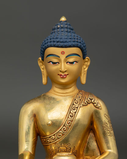 Shakyamuni Buddha statue for meditation altar, featuring traditional Himalayan craftsmanship