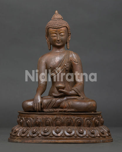 Shakyamuni Buddha statue front view handcrafted by Newari artisans from Nepal.