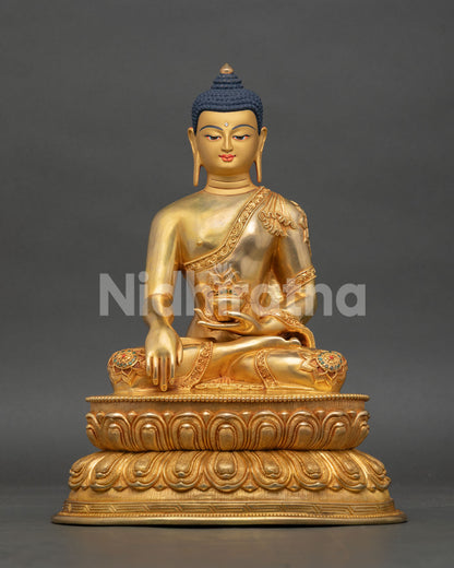 Shakyamuni Buddha Statue Front View Handcrafted Nepalese Buddhist Art
